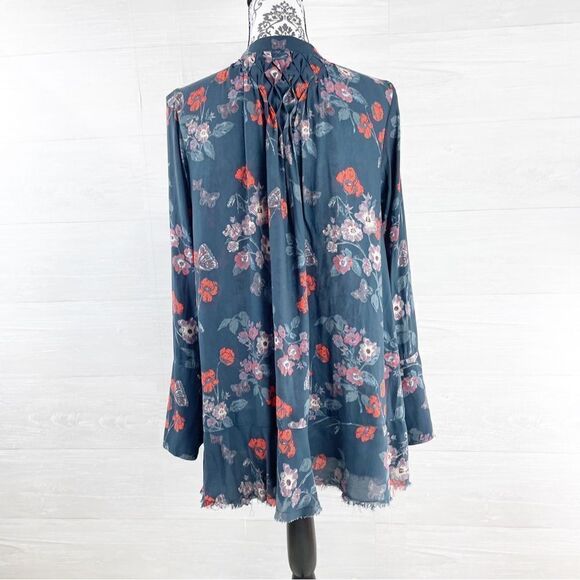 Free People Pebble Crepe So Fine Smocked Floral Tunic Top - Picture 8 of 10